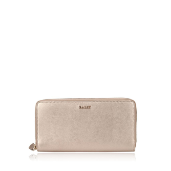 bally巴利香槟色牛皮材质纯色女士钱夹