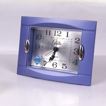 康巴丝时尚创意简约学生方形床头表懒人静音闹钟8001 兰色