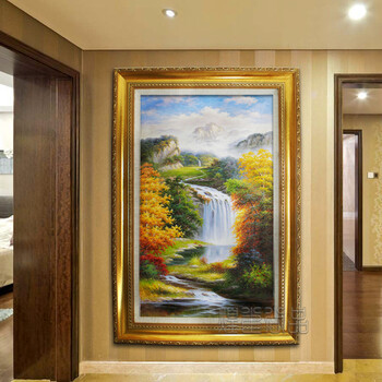
                                        煌巢尚品风景油画玄关过道竖装饰画手绘古典山水景壁画欧式客厅风水财源广进挂画家居软装饰品 财源广进A 订制带框长90x高150cm                