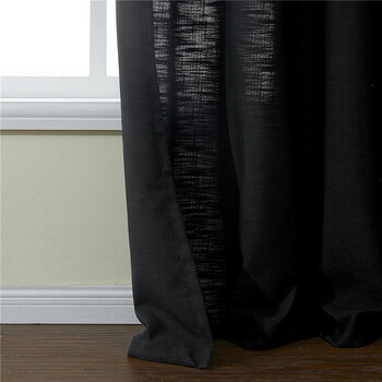 图吉（twopages) 简约现代 黑色仿麻窗帘 打孔式 单片 MDV306-35 W300cm X L180cm