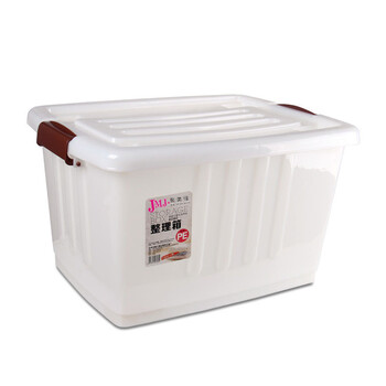 聚美佳塑料收纳箱 PE整理箱 大号滑轮储物箱 收纳盒百纳箱带滑轮 JMJ022 白色 特大号一个65*50*41cm
