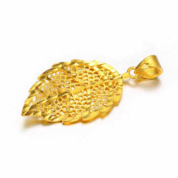 > 萃华金店 999千足金黄金吊坠 镂空 超闪 金叶 树叶 黄金枫叶吊坠