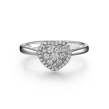 > 周大生钻戒 微幸福 18k金钻石女戒 豪华群镶钻石 心形钻戒女戒 11