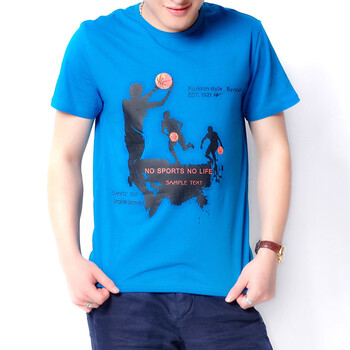 双星 夏季轻薄透气排湿纯棉情侣时尚印花运动t恤 222228 花色3/兰色