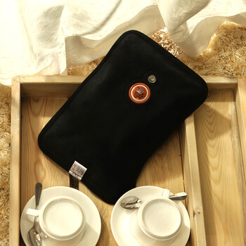 优水韩版蝴蝶结暖手宝 双插手充电热水袋 创意暖手袋3301 黑色豹纹