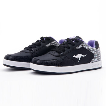 袋鼠 女士鞋子 中帮女板鞋 平底鞋 滑板鞋 黑色 37【图片 价格 品 