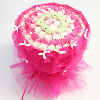 浓情物语 卡通花束26只海豚公主45朵白色玫瑰花束nqwy0024