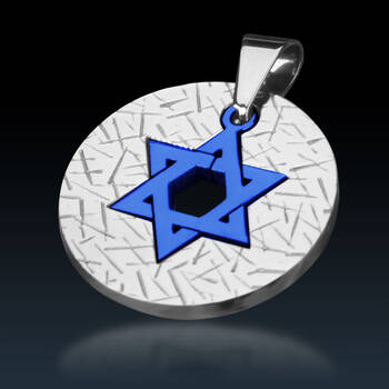 bahamut 魔幻饰品 钛钢圣纹六芒星项链 男女适合 蓝色系 钛钢材质不