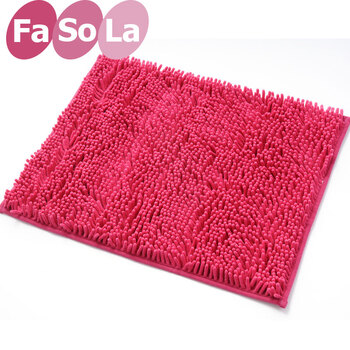 
                                        FaSoLa细纤维地垫 门垫脚垫 浴室防滑垫 玫红色 45cm*60cm                