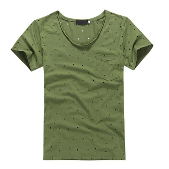 时尚帅气男短袖圆领t恤1558-t1 军绿色 m/韩版修身