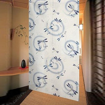
                                        风雅荷塘 飞舞蜻蜓85*150CM 经编纱印花风水布艺门帘 隔断帘 送杆                