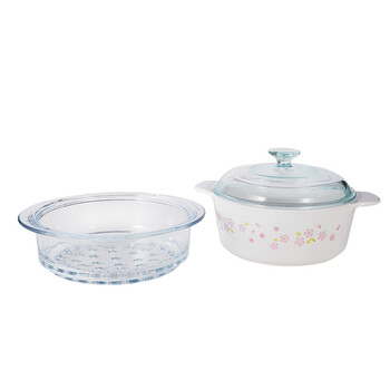 
                                        康宁CORELLE 樱花系列餐具12件套+2.2L康宁锅蒸格套装CA-14-SR/CN-VSM20                