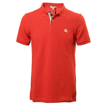 burberry/巴宝莉 男士格纹门襟左胸前白色骑士标志短袖polo衫 100%棉