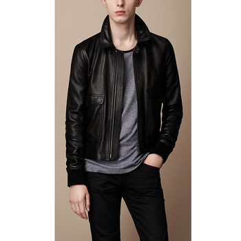 burberry/巴宝莉 2013新品 男士真皮皮衣外套 38074751 黑色 s