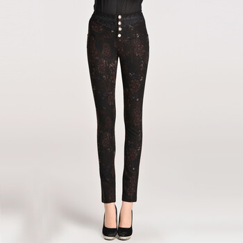 月亮人女裤 专柜正品 2013秋装新款 直筒裤韩版印花图案女士休闲裤