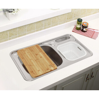 白鸟(baekjo)psd780不锈钢水槽(含沥水蓝菜板)韩国原装进口