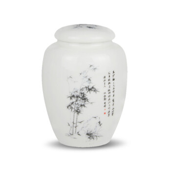 
                                        鼎艺茶叶罐陶瓷密封存茶罐茶叶醒茶罐 文竹 中号                