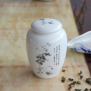
                                        鼎艺茶叶罐陶瓷密封存茶罐茶叶醒茶罐 文竹 中号                