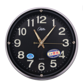 康巴丝石英钟表客厅简约挂表圆形日历静音2769 黑色