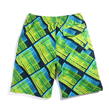 速浪 男士户外休闲格纹沙滩裤 短裤 五分裤 nz51 绿色格纹 xxxl