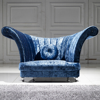 欧斯廷2037欧式新古典沙发酒店家具后现代单人布艺沙发组合 蓝色 双人
