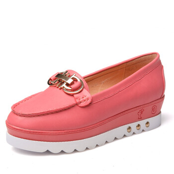 luckybird幸运鸟 女式鞋豹纹撞色拼接厚底坡跟皮带扣高跟凉x26100