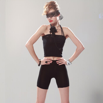 aisaly兰精莫代尔超舒适防走光系列女士4件套2件抹胸 2件安全裤) 黑白