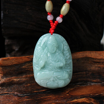 雁唐珠宝 开光a货翡翠大势至菩萨吊坠 生肖马本命佛