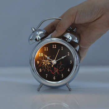 姚易君 韩版 创意闹钟 3寸不锈钢静音田园风格 打铃闹钟 黑色