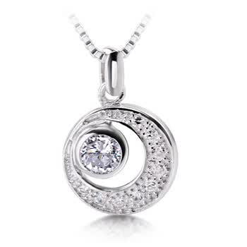 梵谷美饰 月亮代表我的心 925纯银镀白金项链女款 奥地利闪钻星月吊坠