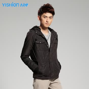 以纯yishion新款男装休闲外套棉衣外套12311040 黑色 xl