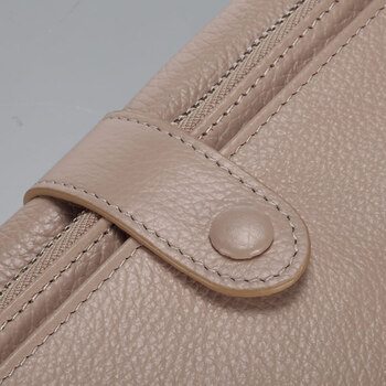 道一拉链搭扣女士真皮多功能牛皮手拿手机零钱包长款dq2049w3 杏色