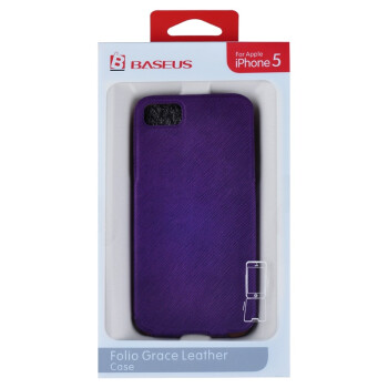 倍思 雅格斜纹翻盖皮套 适用于苹果iPhone 5 紫色
