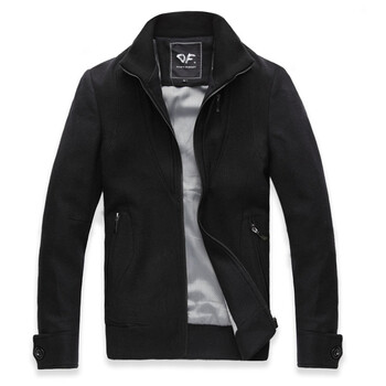笛凡df男装 2012男士新品秋冬款外套 时尚休闲百搭立领夹克 黑色 m
