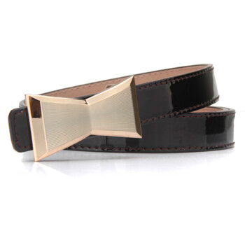 仙果女士缤纷时尚系列亮面蝴蝶扣细腰带/皮带nu11005 棕色