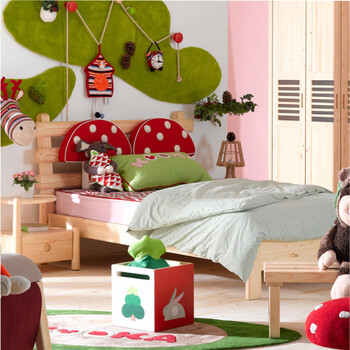 松果儿童家具 儿童床 100%进口芬兰松木 1.