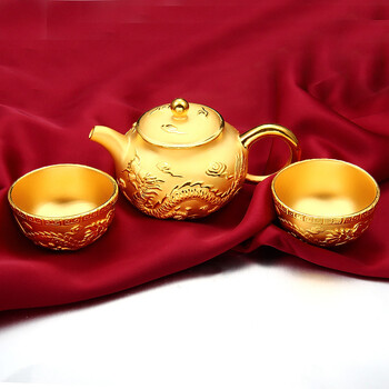 易金行 金茶具摆件 24k黄金999千足金投资收藏送礼 3d硬金精品礼物