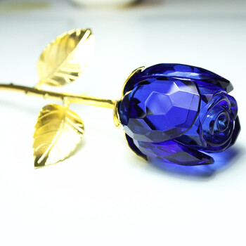 送女友老婆 创意感动 浪漫水晶玫瑰花摆件 蓝色玫瑰