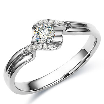 金大生珠宝 18k白金16分时尚结婚钻石女戒 天使之心 14