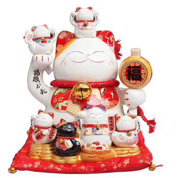 金石工坊 陶瓷招财猫 开业礼品 超大号风水猫摆件 开运大福猫 sc53315