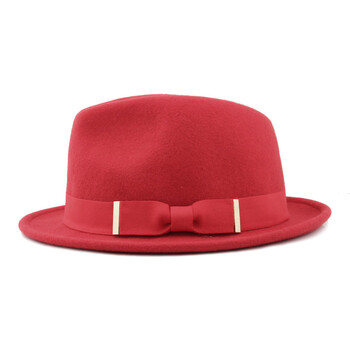 mossant 女士秋冬 羊毛帽毛呢帽 冬天冬季帽子 小礼帽爵士帽 红色 中