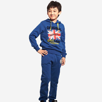 多力童装(doolley)男童装2013秋款运动纯棉带帽卫衣套装d8029 彩兰