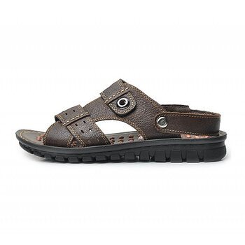 梦特娇 舒适牛皮扣带休闲凉鞋 q22368786 褐色 38