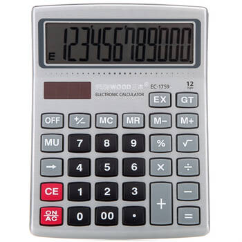 三木sunwood金属面板12位桌面型计算器ec1759