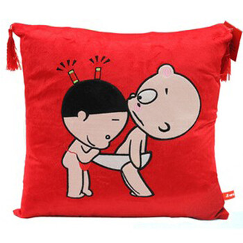 咔噜噜 小破孩情侣抱枕 娃娃 生日礼物 红色 流氓款