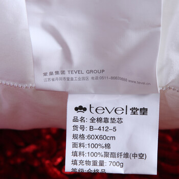 堂皇家纺（TEVEL）靠垫芯（全棉）靠垫芯白色 办公室 沙发抱枕芯 白色 50*50cm