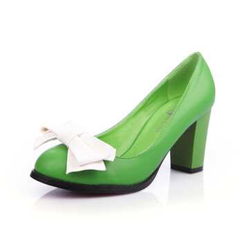 太平公主 2012新款 粗高跟糖果色蝴蝶结单鞋 女鞋f8316 绿色 35