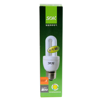 SOK三基色节能荧光灯管11W-2U-E27日光色50只装
