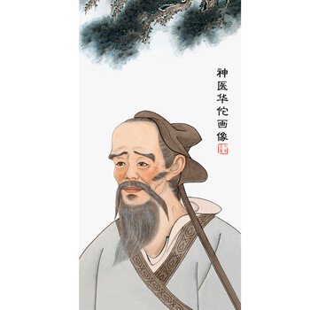 华佗张仲景扁鹊药王孙思邈画像诊所药店医院中医十大名医挂画 华佗