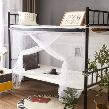 下铺上铺单人床老式纹蚊帐加密防尘顶学校0其它白色宽1米长2高145米